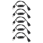 5PCS ON Off Switch Male to Female Cable 2 Pin PVC USB Extension Cable with B utton for Driving Recorder LED Lights Black