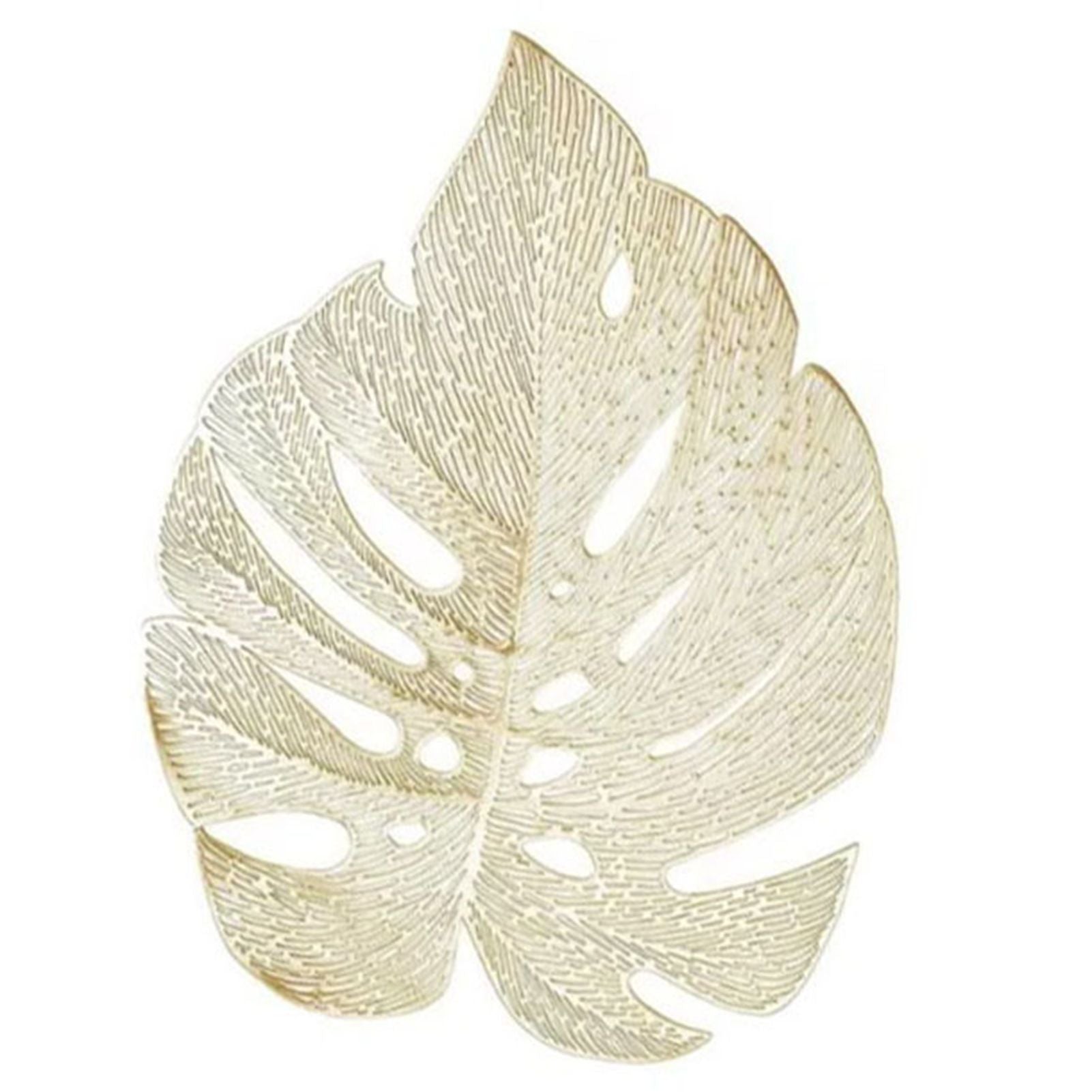 6Pcs Insulation Placemat Hollow Out Simulation Leaf Shape Heat Resistant PVC Table Mat for Kitchen Table Gold