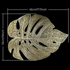 6Pcs Insulation Placemat Hollow Out Simulation Leaf Shape Heat Resistant PVC Table Mat for Kitchen Table Gold
