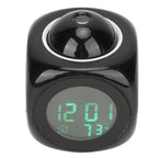 Projection Clock LED Display Projection Alarm Clock Mini Voice Timing Digital Clock Projector With USB Cable Black