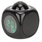 Projection Clock LED Display Projection Alarm Clock Mini Voice Timing Digital Clock Projector With USB Cable Black