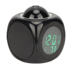 Projection Clock LED Display Projection Alarm Clock Mini Voice Timing Digital Clock Projector With USB Cable Black