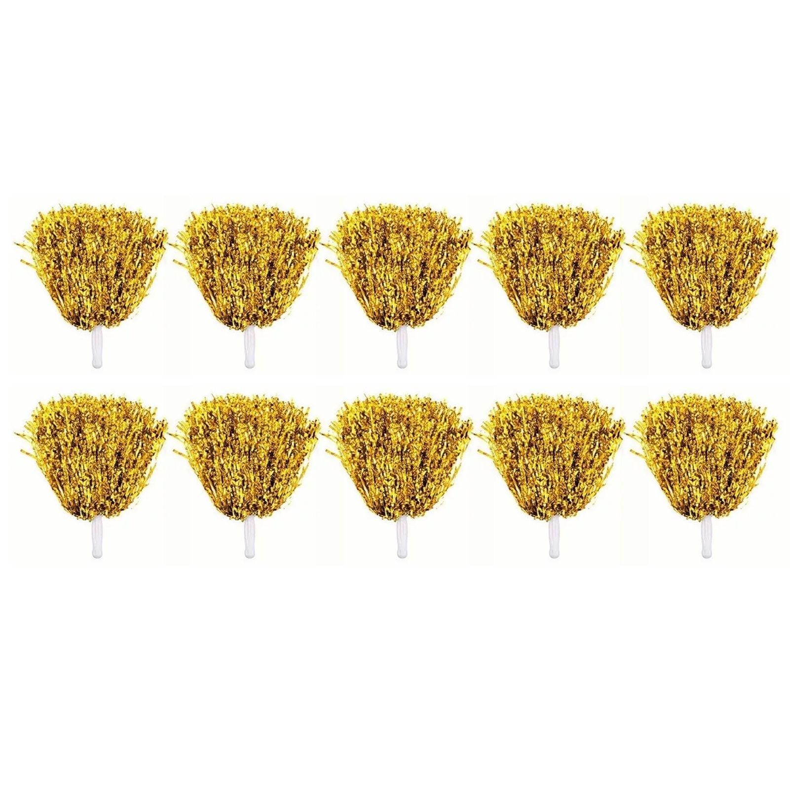10PCS Cheerleading Pompoms with Straight Handle Reusable Flash Effect Plastic Cheering Poms Ball for Basketball Baseball
