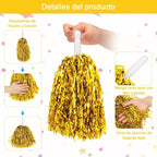 10PCS Cheerleading Pompoms with Straight Handle Reusable Flash Effect Plastic Cheering Poms Ball for Basketball Baseball