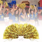 10PCS Cheerleading Pompoms with Straight Handle Reusable Flash Effect Plastic Cheering Poms Ball for Basketball Baseball