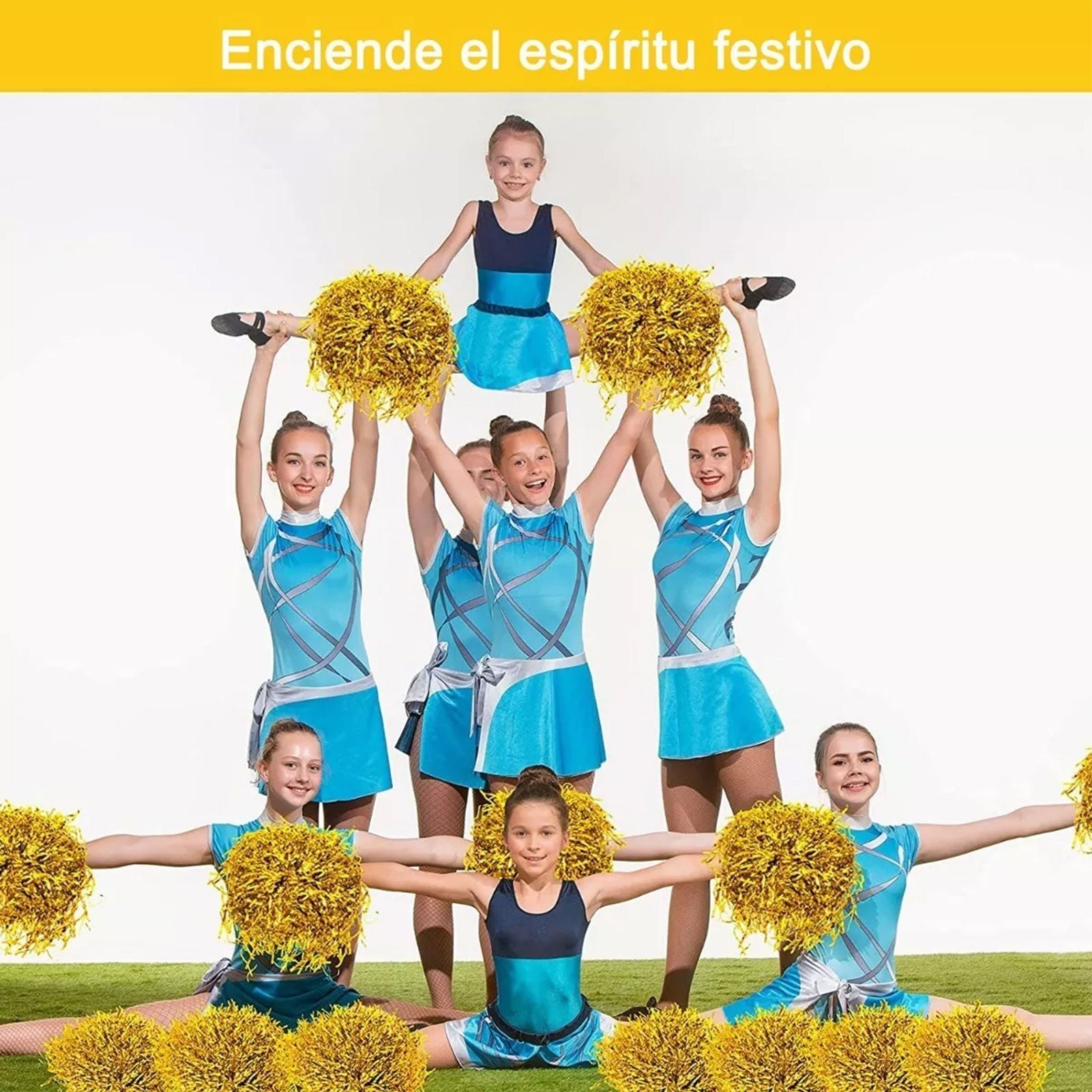 10PCS Cheerleading Pompoms with Straight Handle Reusable Flash Effect Plastic Cheering Poms Ball for Basketball Baseball