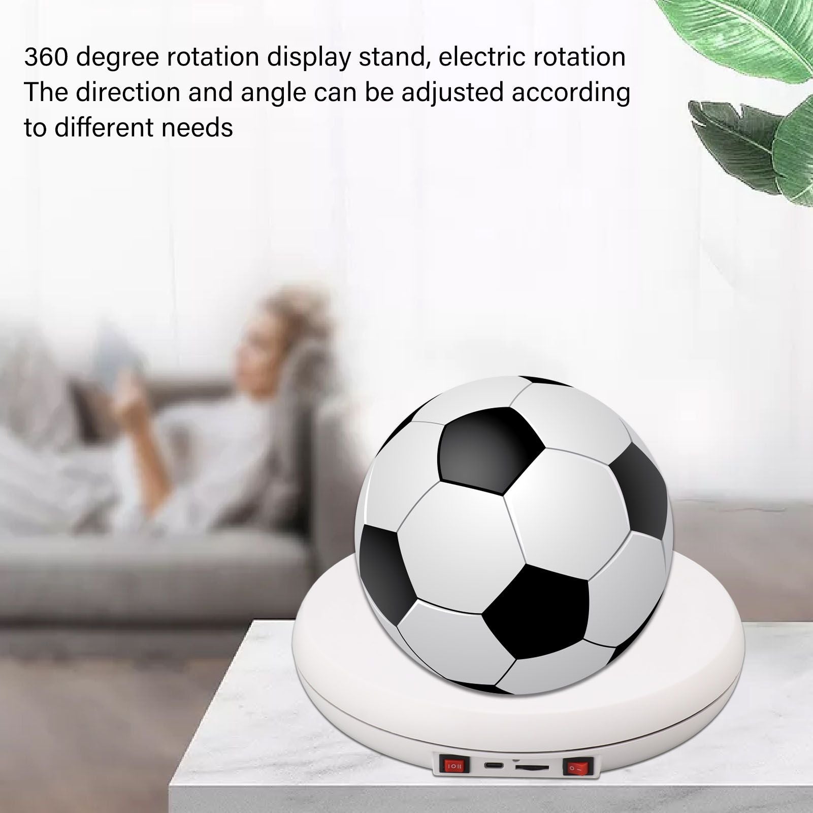 Electric Rotating Display Table LED Light 25cm Noiseless 20kg Load Capacity Turntable Display Stand for Jewelry White