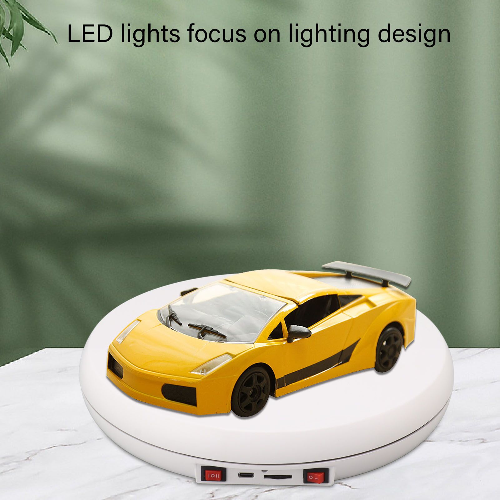 Electric Rotating Display Table LED Light 25cm Noiseless 20kg Load Capacity Turntable Display Stand for Jewelry White