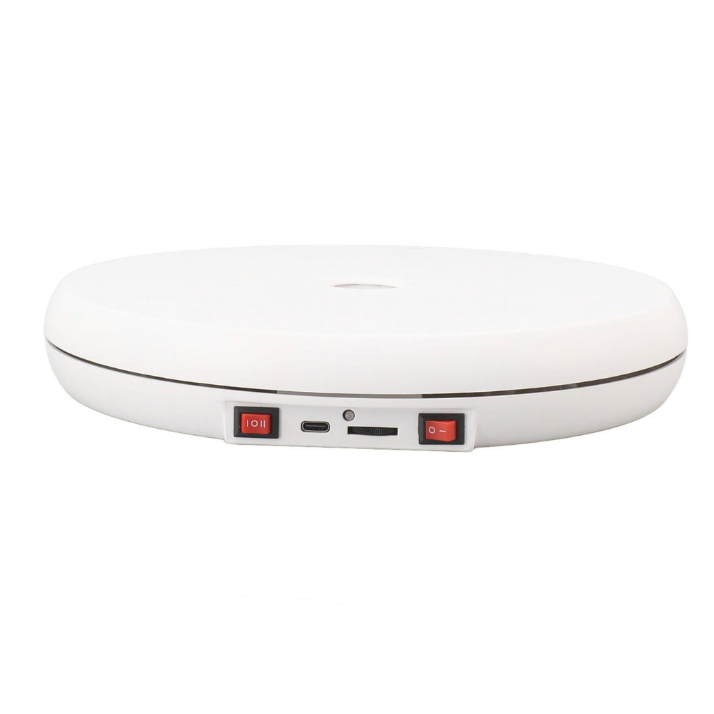 Electric Rotating Display Table LED Light 25cm Noiseless 20kg Load Capacity Turntable Display Stand for Jewelry White