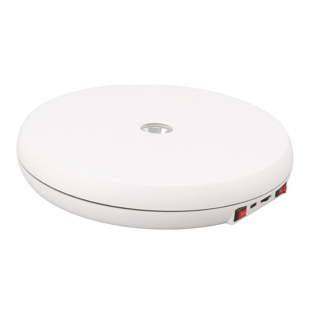 Electric Rotating Display Table LED Light 25cm Noiseless 20kg Load Capacity Turntable Display Stand for Jewelry White