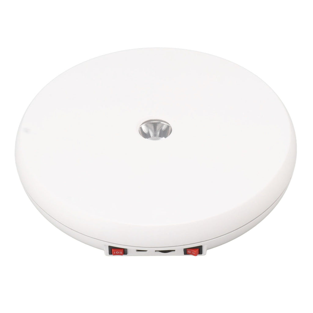 Electric Rotating Display Table LED Light 25cm Noiseless 20kg Load Capacity Turntable Display Stand for Jewelry White