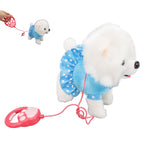 Electronic Plush Dog Interactive Puppy Singing Walking Toy with Remote Control Leash Kids Toddler Birthday Gifts Blue