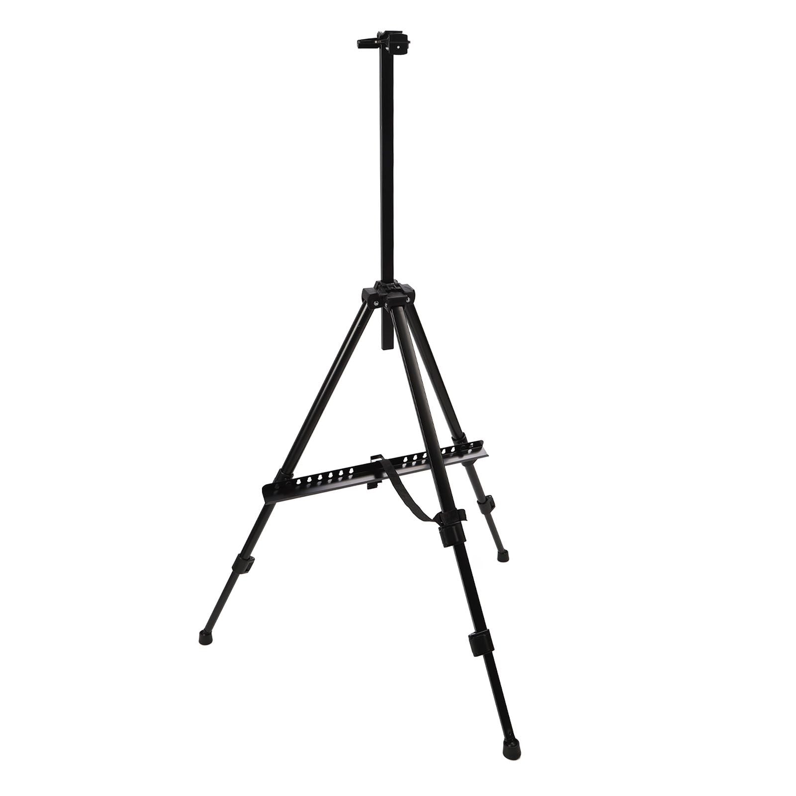 Artist Easel Stand Ferroalloy Adjustable Folding Tripod Display Easel for Drawing Painting Black