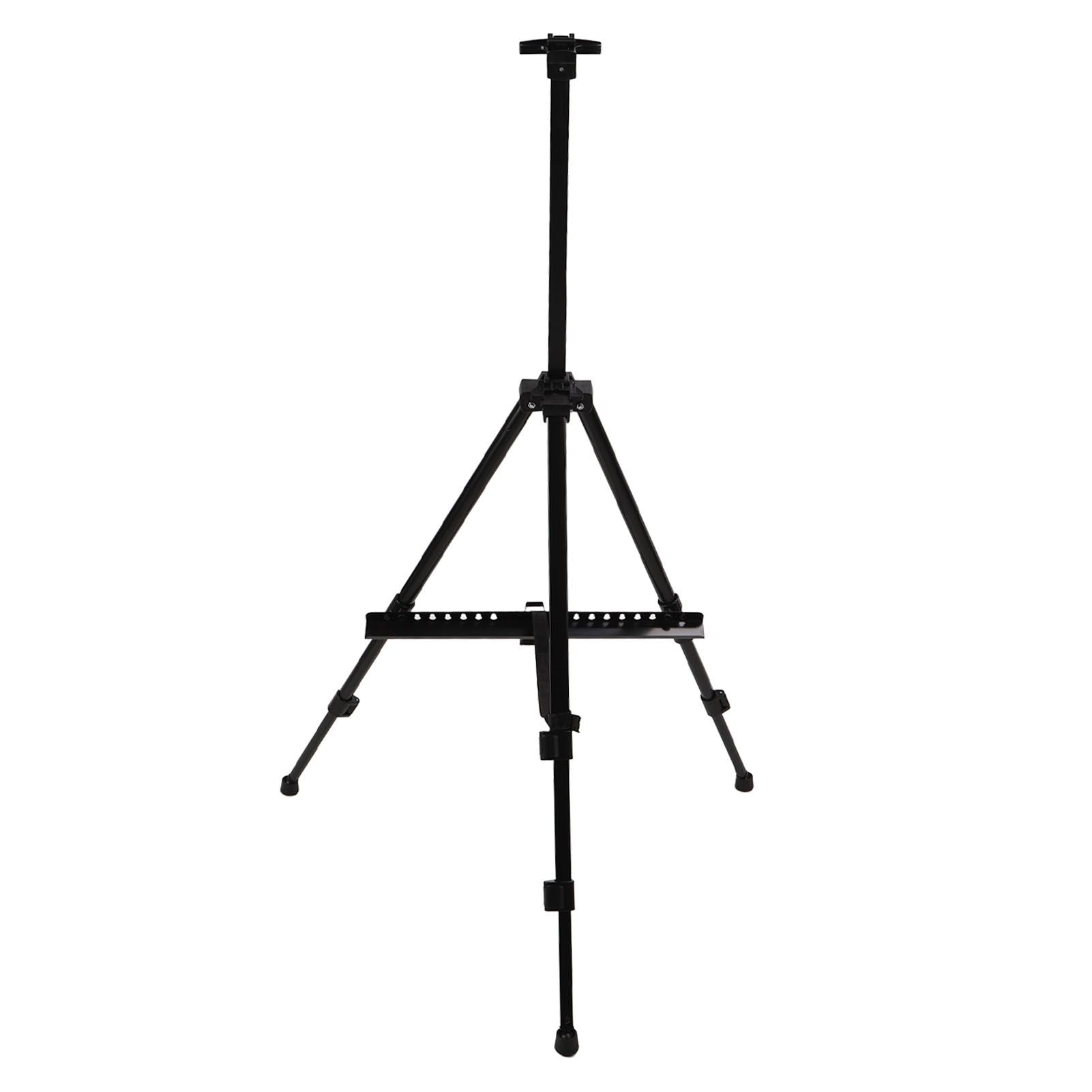 Artist Easel Stand Ferroalloy Adjustable Folding Tripod Display Easel for Drawing Painting Black