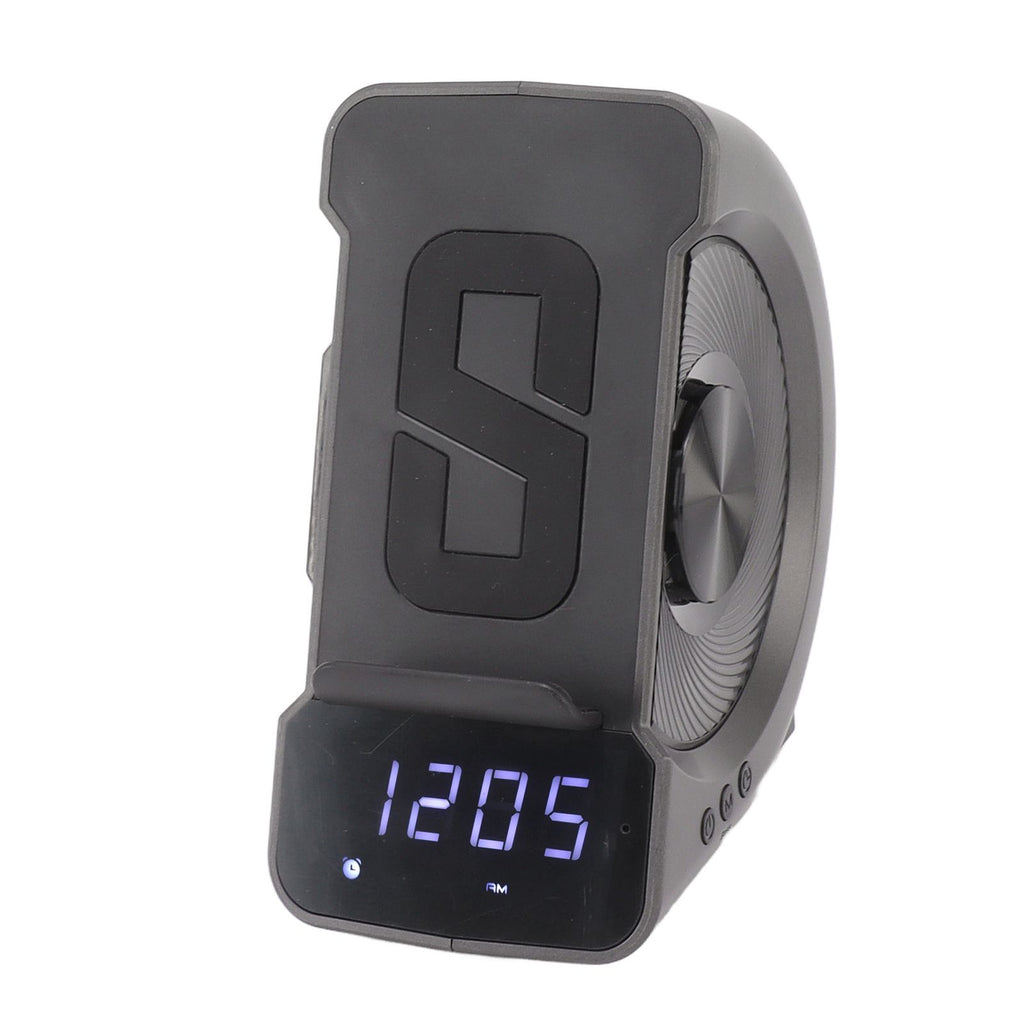 3 in 1 Bluetooth Speaker PC ABS Alarm Clock with Wireless Charging for Bedside 10W Grey