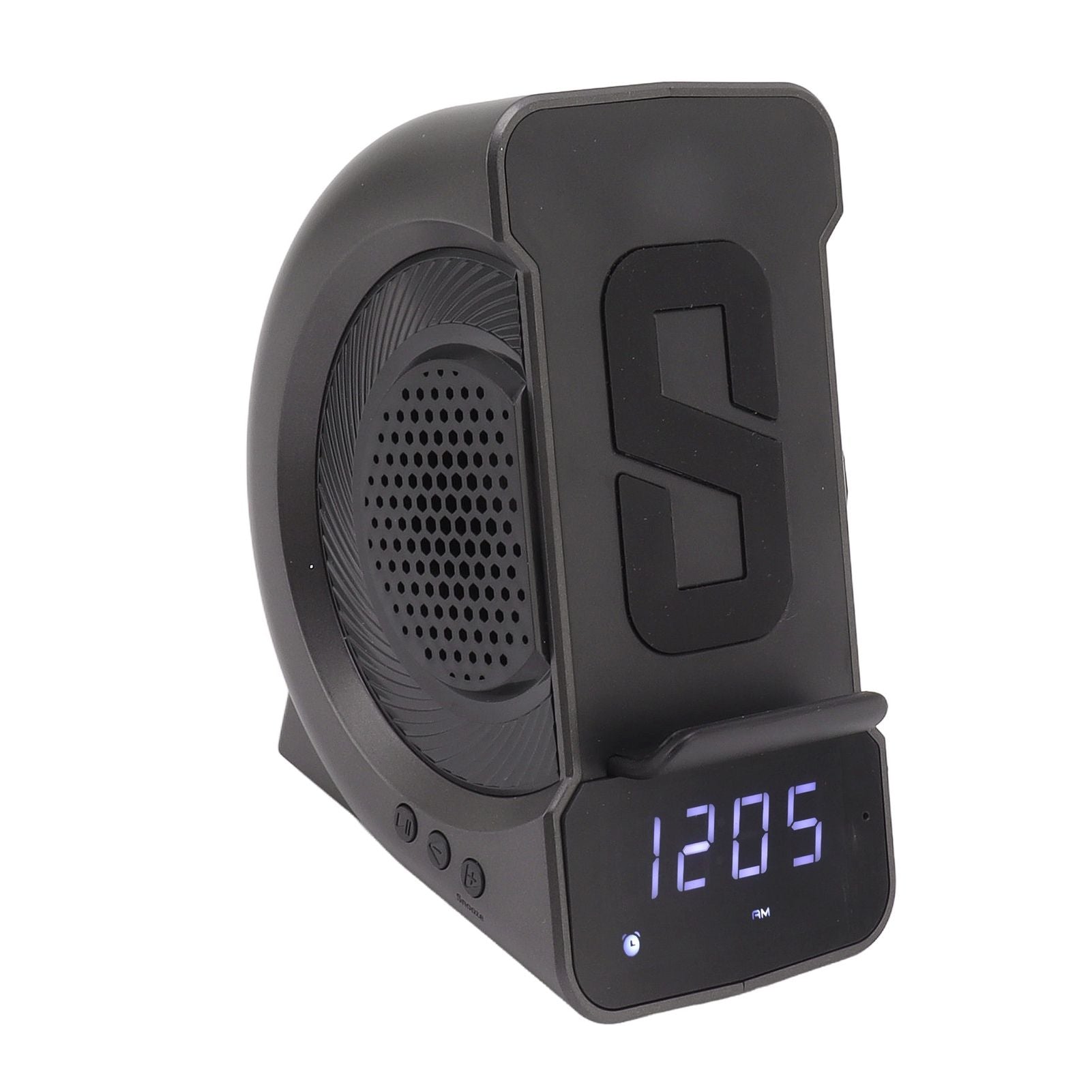 3 in 1 Bluetooth Speaker PC ABS Alarm Clock with Wireless Charging for Bedside 10W Grey