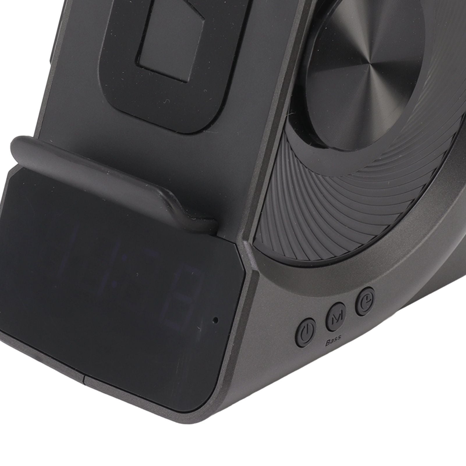 3 in 1 Bluetooth Speaker PC ABS Alarm Clock with Wireless Charging for Bedside 10W Grey