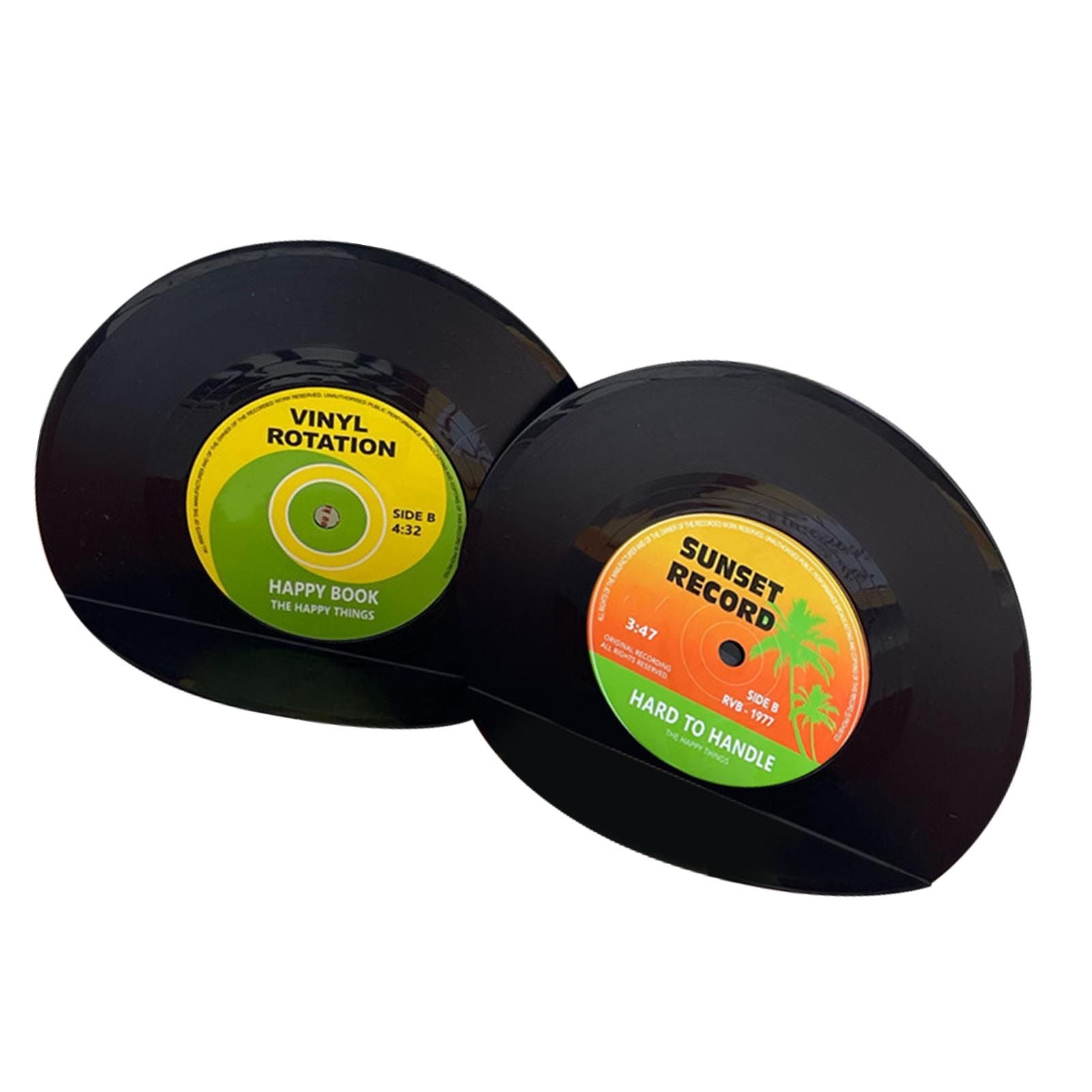 2pcs Book Holders Vinyl Record Shape Rounded Edges Vintage Bookends Book Stand for Student