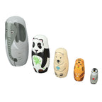 Wooden Animal Nesting Dolls Handcrafted 5 Layer Cute Painted Russian Nesting Dolls Toy Gift for Girls Boys Birthday