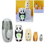 Wooden Animal Nesting Dolls Handcrafted 5 Layer Cute Painted Russian Nesting Dolls Toy Gift for Girls Boys Birthday