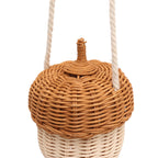 Kids Rattan Storage Basket Hand Woven Decorative Acorn Shaped Basket Bag for Boys Girls Photography Props Small Shoulder Bag