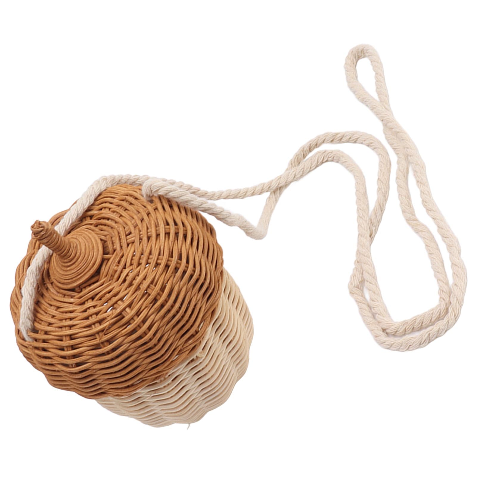 Kids Rattan Storage Basket Hand Woven Decorative Acorn Shaped Basket Bag for Boys Girls Photography Props Small Shoulder Bag