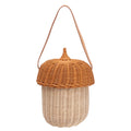 Kids Rattan Storage Basket Hand Woven Decorative Acorn Shaped Basket Bag for Boys Girls Photography Props Large Handbag