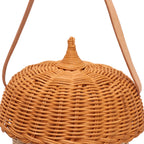 Kids Rattan Storage Basket Hand Woven Decorative Acorn Shaped Basket Bag for Boys Girls Photography Props Large Handbag