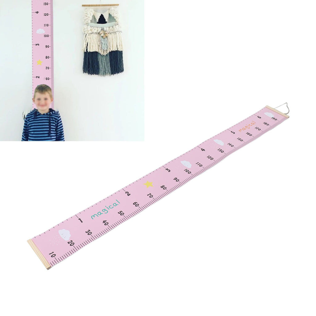 Kids Growth Chart Accurate Baby Height Growth Chart Ruler Removable Canvas Wall Hanging Measurement Chart for Home Pink Cloud