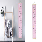 Kids Growth Chart Accurate Baby Height Growth Chart Ruler Removable Canvas Wall Hanging Measurement Chart for Home Pink Cloud