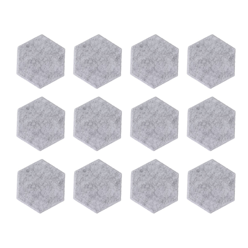 12PCS Hexagon Acoustic Panels High Density Sound Absorbing Panels Sound Proof Beveled Edge Wall Panels 14x12x7cm Light Gray