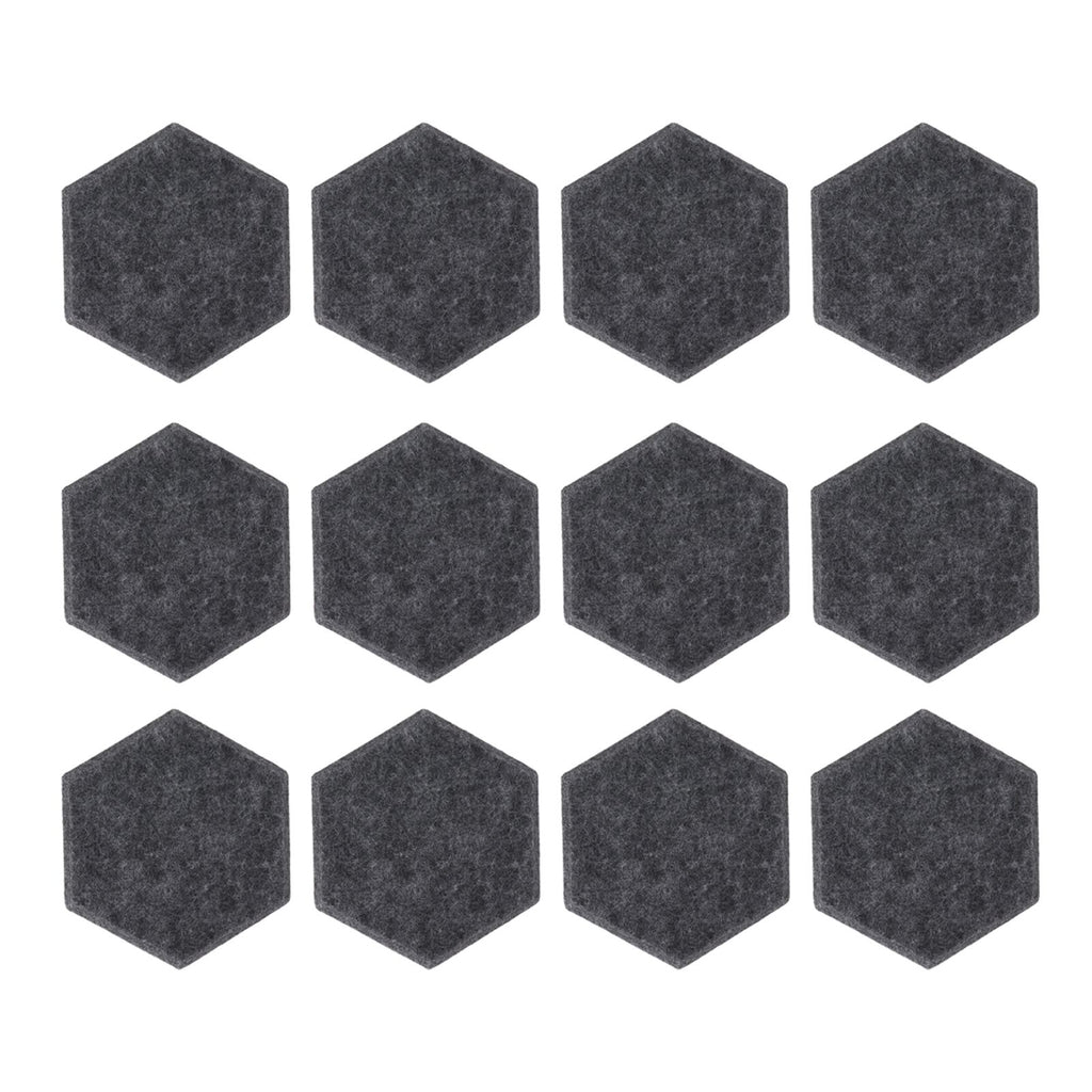 12PCS Hexagon Acoustic Panels High Density Sound Absorbing Panels Sound Proof Beveled Edge Wall Panels 14x12x7cm Dark Gray