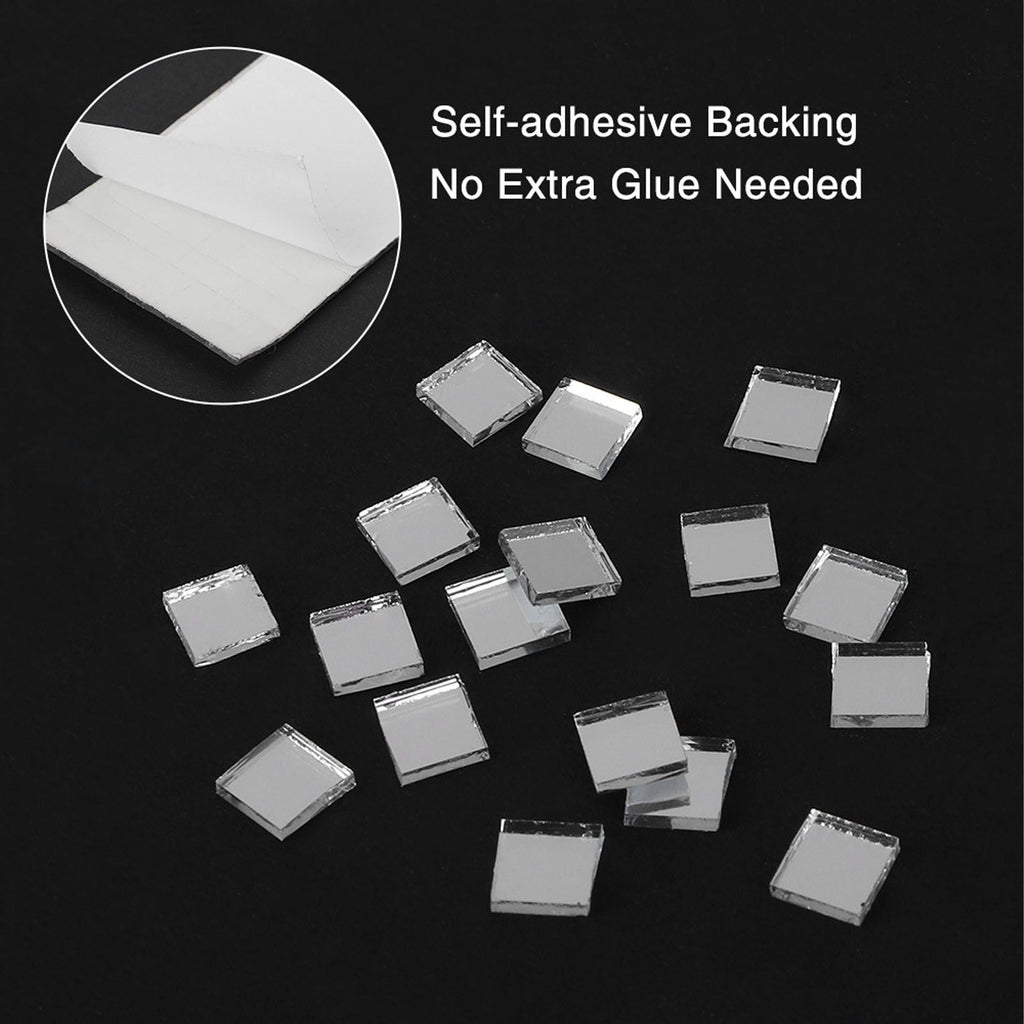 1600Pcs Self Adhesive Mirror Mosaic Sheet Adhesive Mosaic Square Glass Tile Sticker for Home Decorating Silver