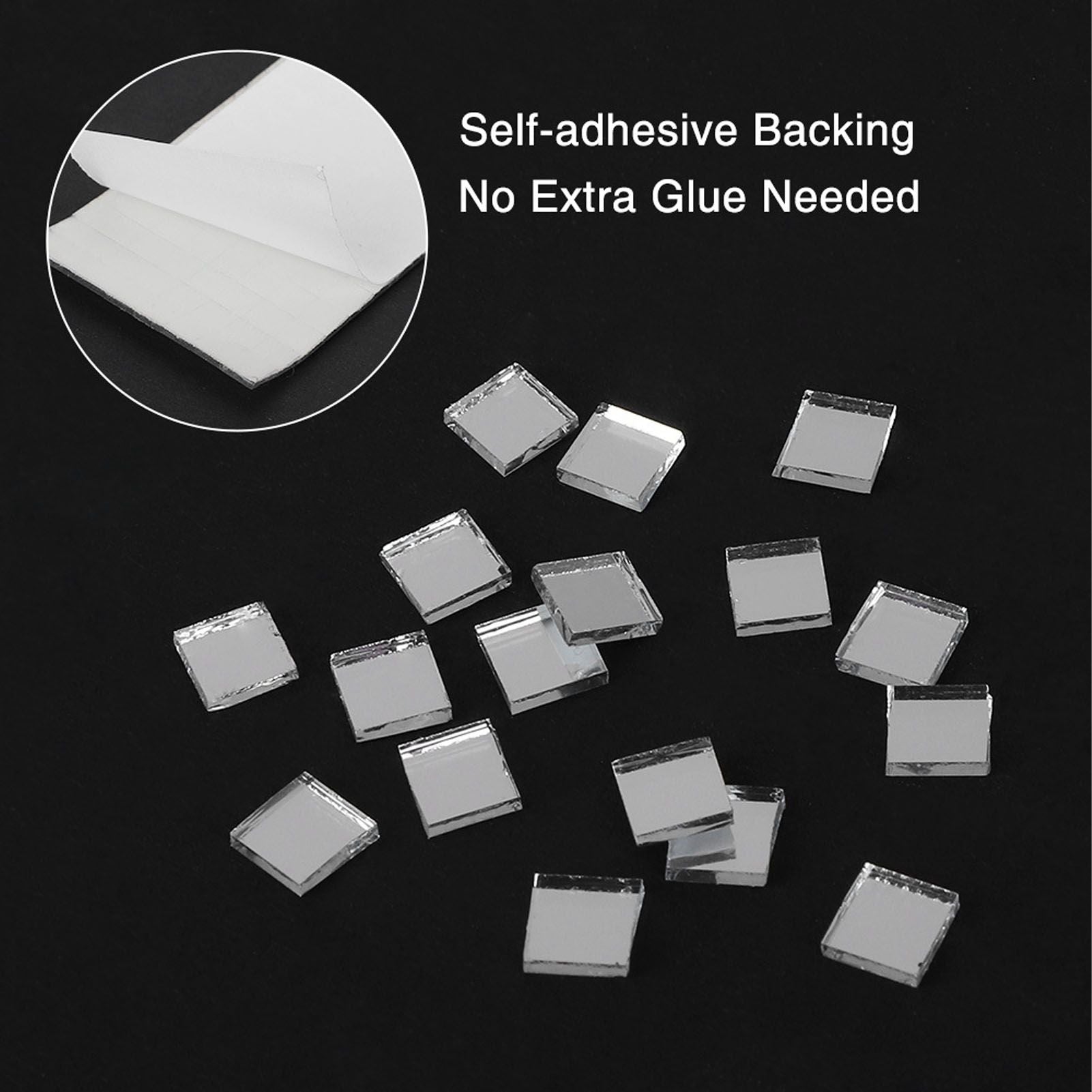 1600Pcs Self Adhesive Mirror Mosaic Sheet Adhesive Mosaic Square Glass Tile Sticker for Home Decorating Silver