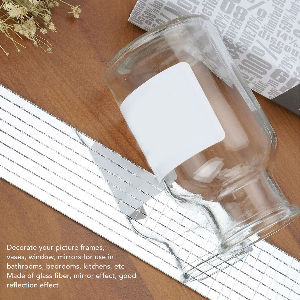 1600Pcs Self Adhesive Mirror Mosaic Sheet Adhesive Mosaic Square Glass Tile Sticker for Home Decorating Silver