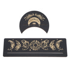 2 Pieces Wooden Tarot Card Stand Holder Moon Shape and Rectangle Wooden Tarot Card Display Stand Base Black Type A