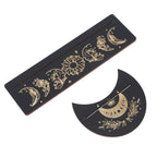 2 Pieces Wooden Tarot Card Stand Holder Moon Shape and Rectangle Wooden Tarot Card Display Stand Base Black Type A