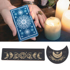 2 Pieces Wooden Tarot Card Stand Holder Moon Shape and Rectangle Wooden Tarot Card Display Stand Base Black Type A