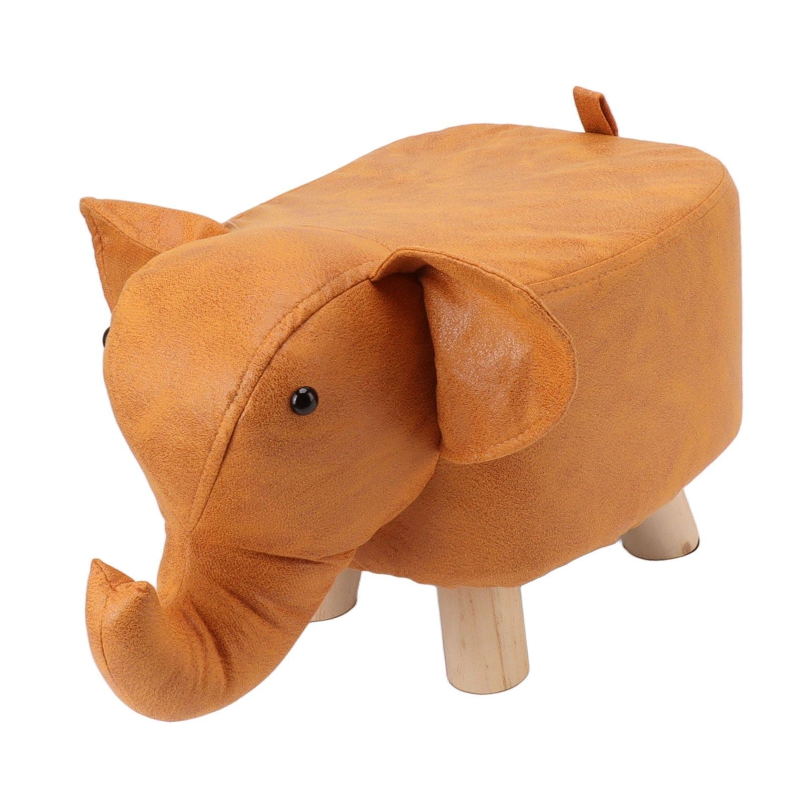 Animal Footstools Lovely Cartoon Innovative Elephant Upholstered Stool for Nursery Bedroom Playroom Living Room Decor Orange