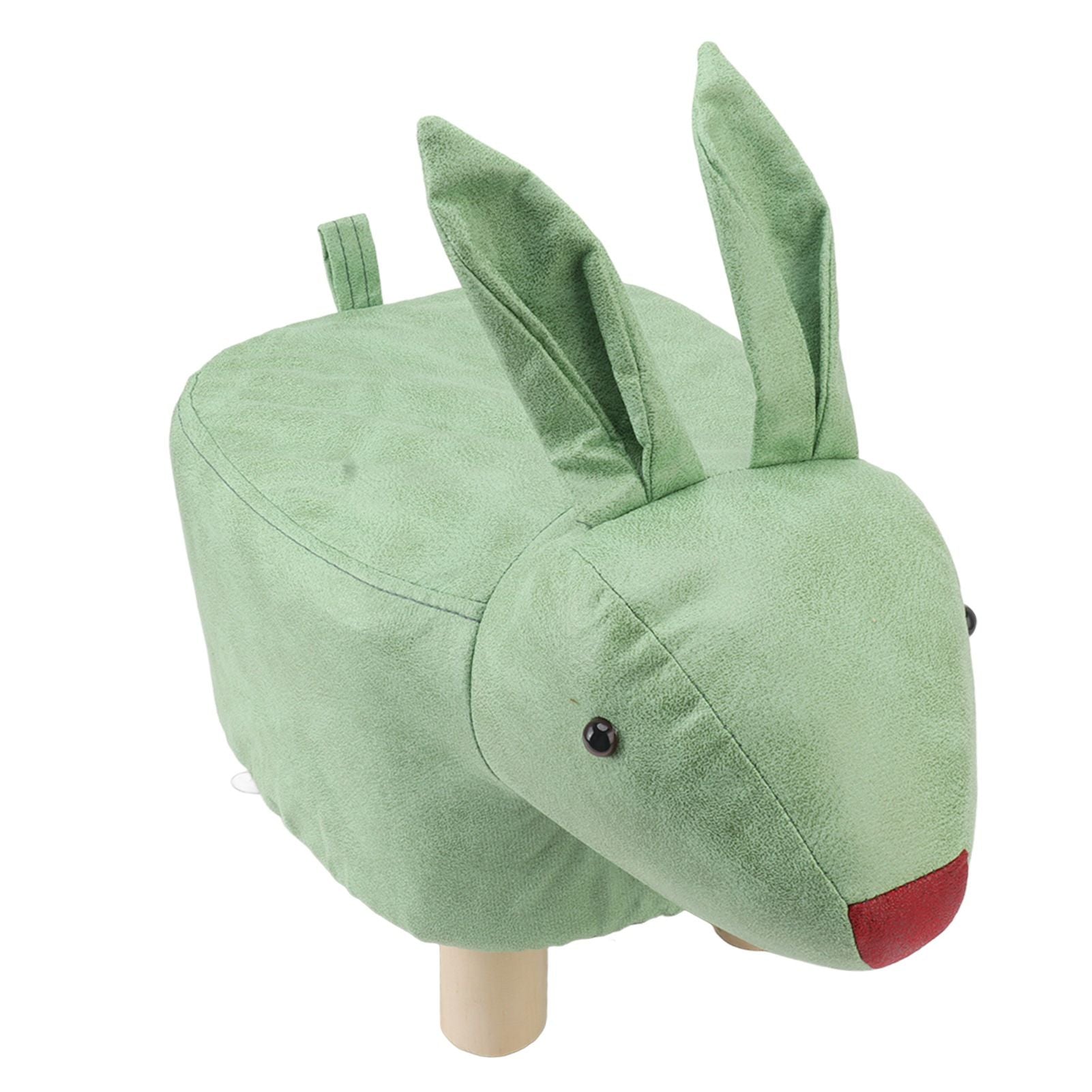 Cartoon Animal Shaped Stool Kid Home Living Room Cute Wooden Footstool for Playroom Courtyard Green