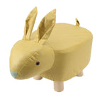 Cartoon Animal Shaped Stool Kid Home Living Room Cute Wooden Footstool for Playroom Courtyard Yellow
