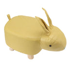 Cartoon Animal Shaped Stool Kid Home Living Room Cute Wooden Footstool for Playroom Courtyard Yellow