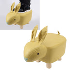 Cartoon Animal Shaped Stool Kid Home Living Room Cute Wooden Footstool for Playroom Courtyard Yellow