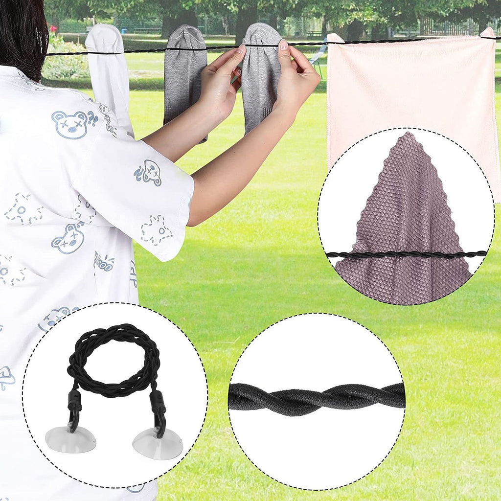 2Pcs Travel Clothesline Portable Retractable Punch Free with Sunction Cups Camping Accessories
