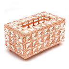 Tissue Dispenser Light Luxury Napkin Storage Box Metal Crystal Glass Tissue Holder for Home