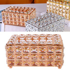 Tissue Dispenser Light Luxury Napkin Storage Box Metal Crystal Glass Tissue Holder for Home