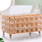 Tissue Dispenser Light Luxury Napkin Storage Box Metal Crystal Glass Tissue Holder for Home
