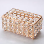 Tissue Dispenser Light Luxury Napkin Storage Box Metal Crystal Glass Tissue Holder for Home