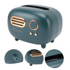 Retro Radio Shape Tissue Cover Box Vintage Radio Tissue Box for Bathroom Living Room Bedroom Nightstand Desk Table Green