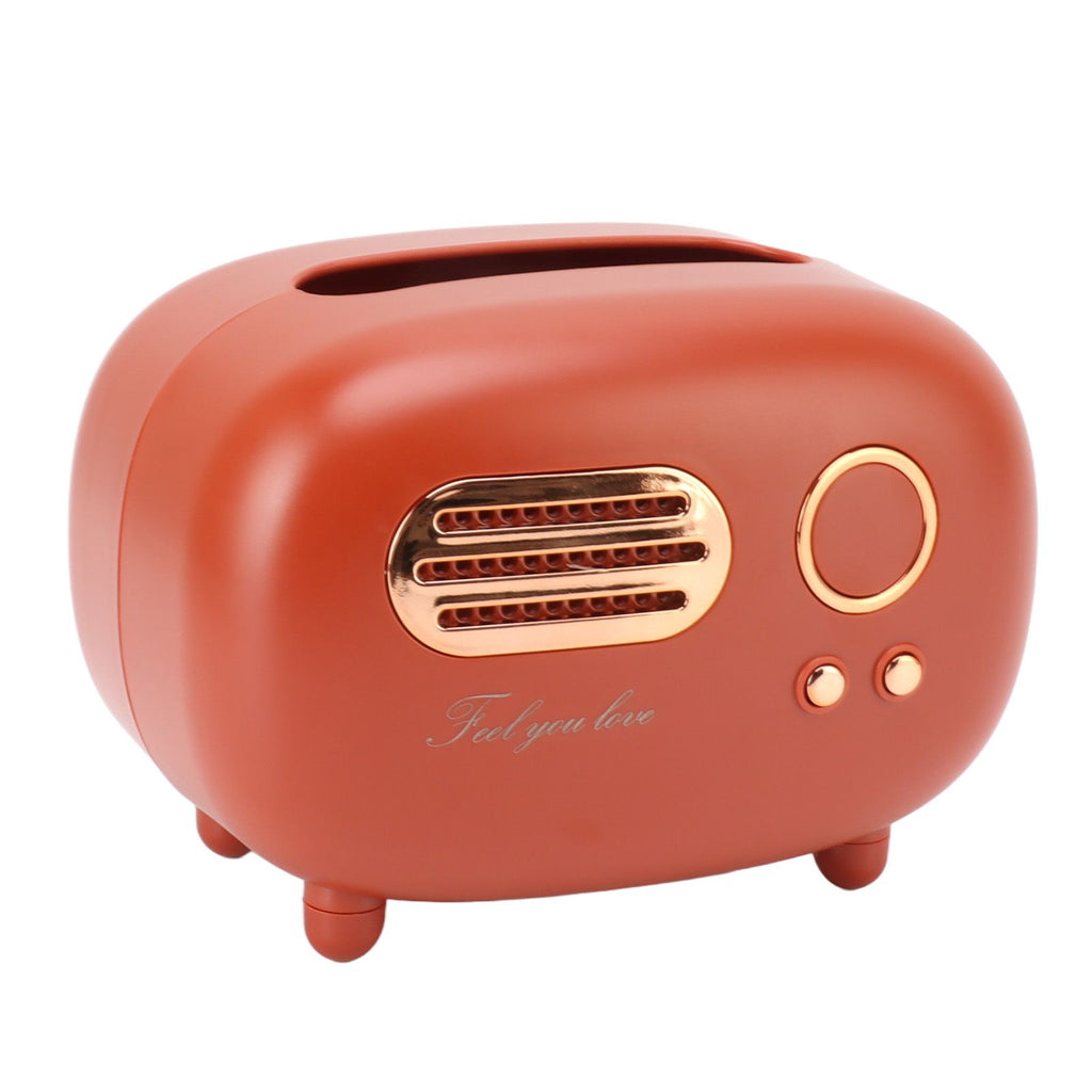 Retro Radio Shape Tissue Cover Box Vintage Radio Tissue Box for Bathroom Living Room Bedroom Nightstand Desk Table Red